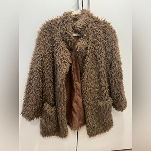 Vintage Brown Teddy Coat - Size XS/S